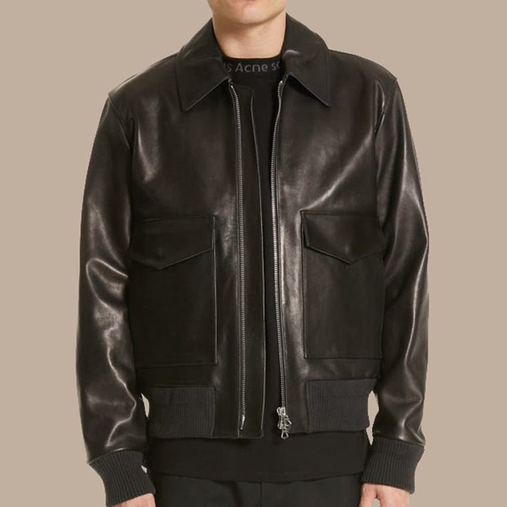 Black Lambskin Leather Jacket For Men - S - Black Lambskin Leather Jacket For Men - Tatoo Tee