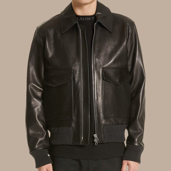 Black Lambskin Leather Jacket For Men - S - Black Lambskin Leather Jacket For Men - Tatoo Tee