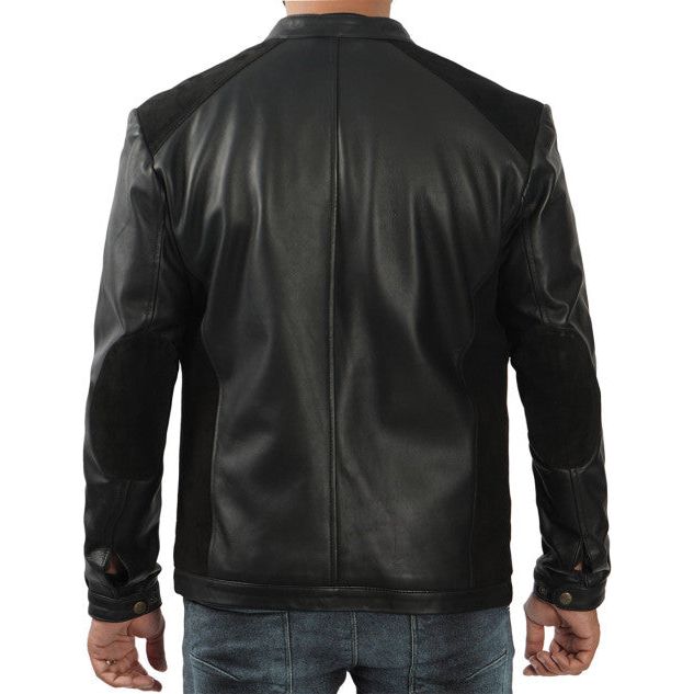 Black leather Cafe Racer Jacket Mens - XS - Black leather Cafe Racer Jacket Mens - Tatoo Tee
