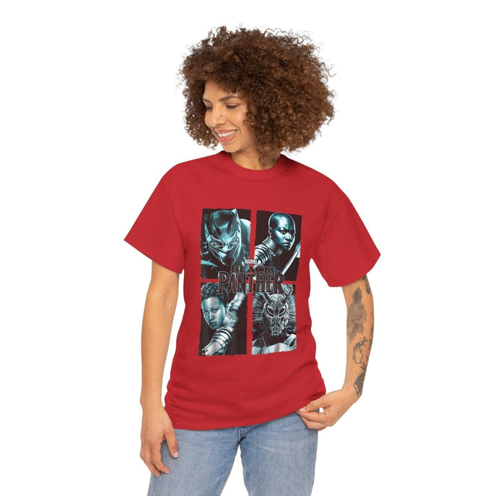 Black Panther Graphic Unisex Heavy Cotton Tee - Marvel Superhero T-Shirt - Red - S - Black Panther Graphic Unisex Heavy Cotton Tee - Marvel Superhero T-Shirt - Tatoo Tee