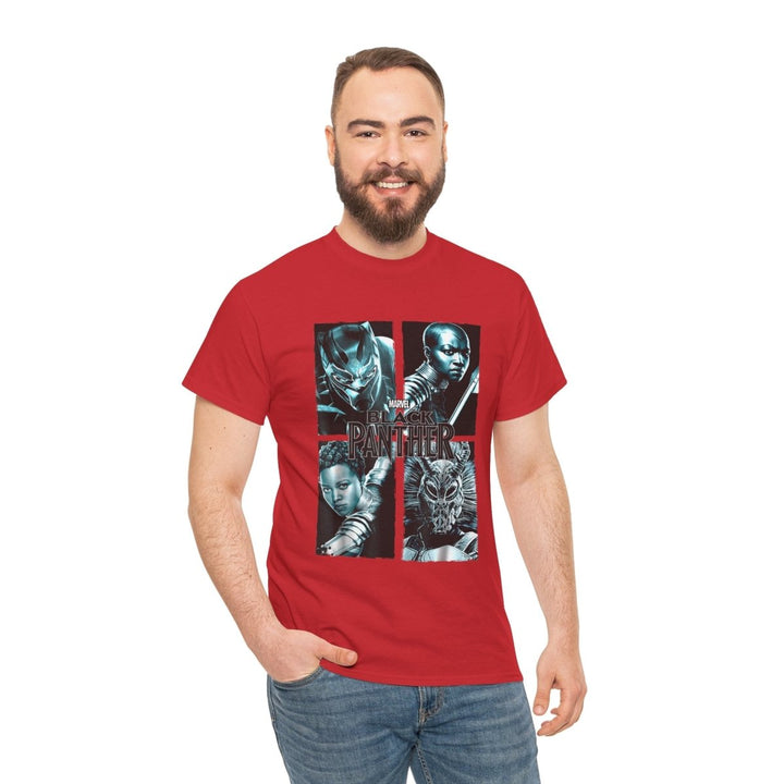 Black Panther Graphic Unisex Heavy Cotton Tee - Marvel Superhero T-Shirt - Red - S - Black Panther Graphic Unisex Heavy Cotton Tee - Marvel Superhero T-Shirt - Tatoo Tee