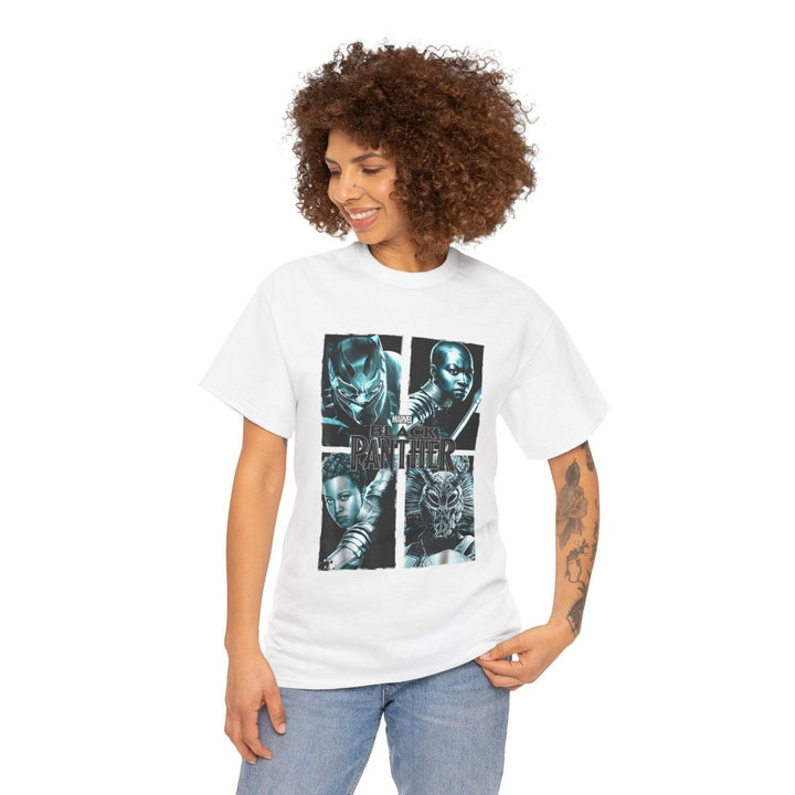 Black Panther Graphic Unisex Heavy Cotton Tee - Marvel Superhero T-Shirt - White - S - Black Panther Graphic Unisex Heavy Cotton Tee - Marvel Superhero T-Shirt - Tatoo Tee