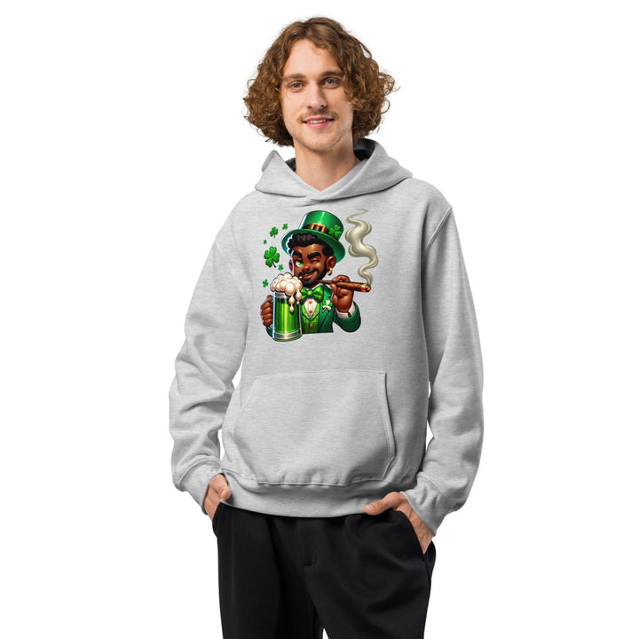 Black St. Patricks Day Stoner Oversized heavyweight hoodie - Athletic Heather - S - Product mockup - Tatoo Tee