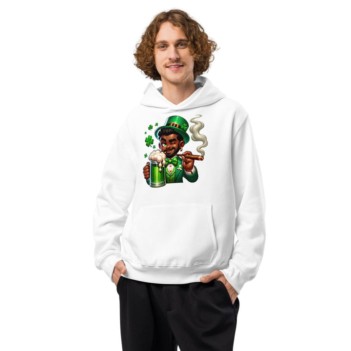Black St. Patricks Day Stoner Oversized heavyweight hoodie - White - S - Product mockup - Tatoo Tee