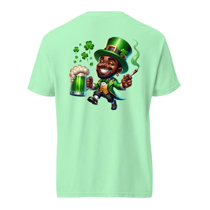Black St. Patricks Day Stoner Unisex garment - dyed heavyweight t-shirt - Island Reef - S - Product mockup - Tatoo Tee