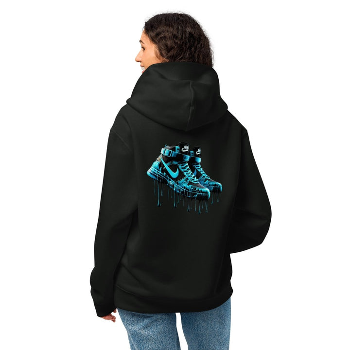 Blue Dripping Sneakers Oversized heavyweight hoodie - Vintage Black - S - Product mockup - Tatoo Tee