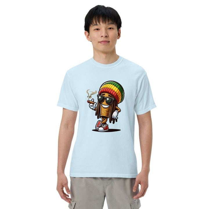 Blunt Mascot Unisex garment - dyed heavyweight t-shirt - Chambray - S - Product mockup - Tatoo Tee