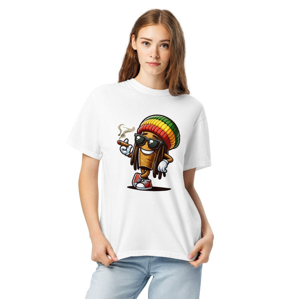 Blunt Mascot Unisex garment - dyed heavyweight t-shirt - White - S - Product mockup - Tatoo Tee