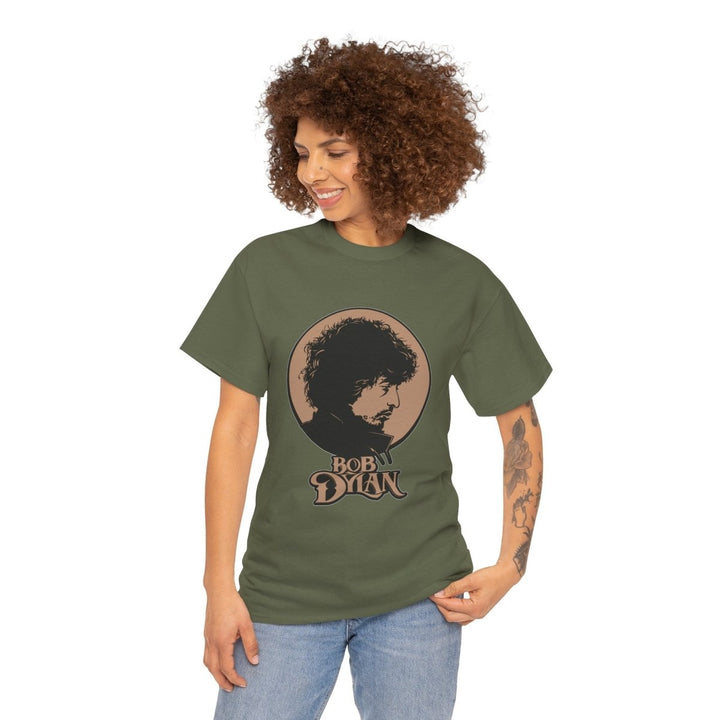 Bobby Dylan Unisex Heavy Cotton Tee - Retro Music Graphic T-Shirt - Military Green - S - Bobby Dylan Unisex Heavy Cotton Tee - Retro Music Graphic T-Shirt - Tatoo Tee