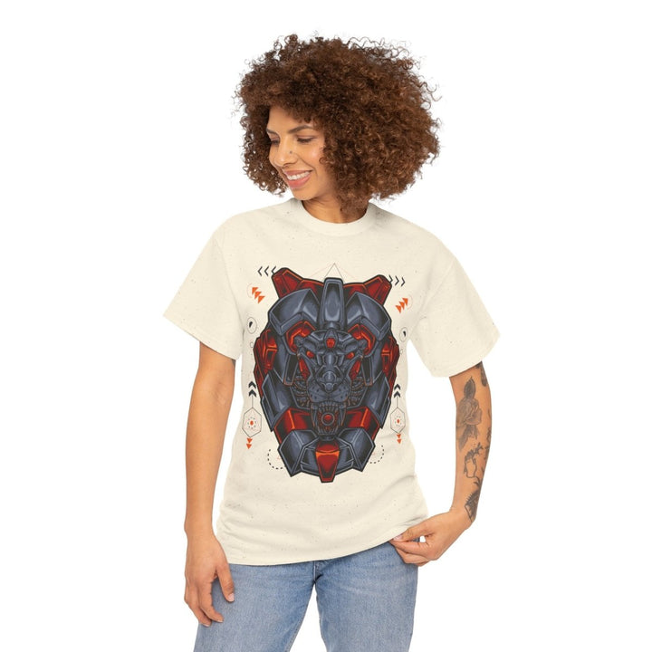Bold Graphic Lion Unisex Heavy Cotton Tee - Streetwear Inspired - Natural - S - Bold Graphic Lion Unisex Heavy Cotton Tee - Streetwear Inspired - Tatoo Tee