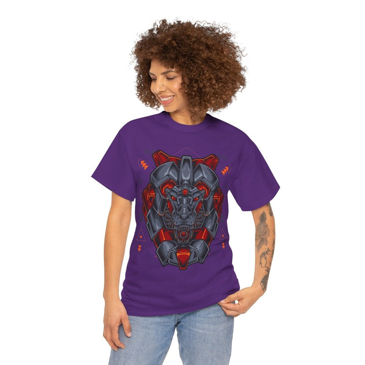 Bold Graphic Lion Unisex Heavy Cotton Tee - Streetwear Inspired - Purple - S - Bold Graphic Lion Unisex Heavy Cotton Tee - Streetwear Inspired - Tatoo Tee
