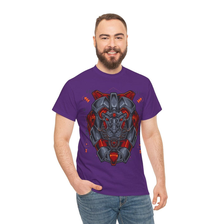 Bold Graphic Lion Unisex Heavy Cotton Tee - Streetwear Inspired - Purple - S - Bold Graphic Lion Unisex Heavy Cotton Tee - Streetwear Inspired - Tatoo Tee