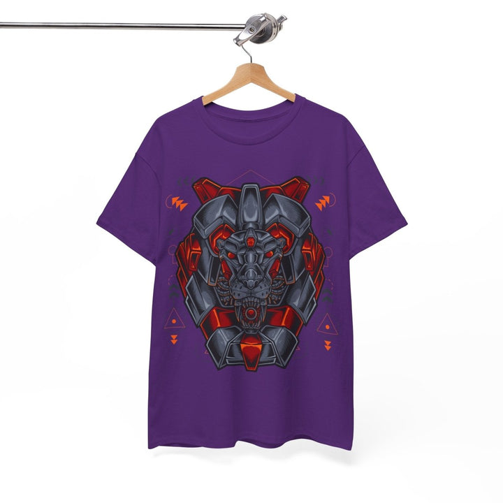 Bold Graphic Lion Unisex Heavy Cotton Tee - Streetwear Inspired - Purple - S - Bold Graphic Lion Unisex Heavy Cotton Tee - Streetwear Inspired - Tatoo Tee