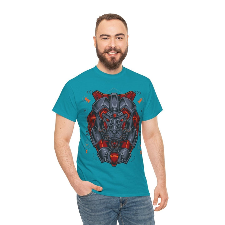 Bold Graphic Lion Unisex Heavy Cotton Tee - Streetwear Inspired - Purple - S - Bold Graphic Lion Unisex Heavy Cotton Tee - Streetwear Inspired - Tatoo Tee