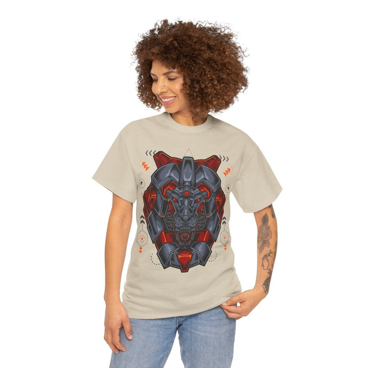 Bold Graphic Lion Unisex Heavy Cotton Tee - Streetwear Inspired - Sand - S - Bold Graphic Lion Unisex Heavy Cotton Tee - Streetwear Inspired - Tatoo Tee