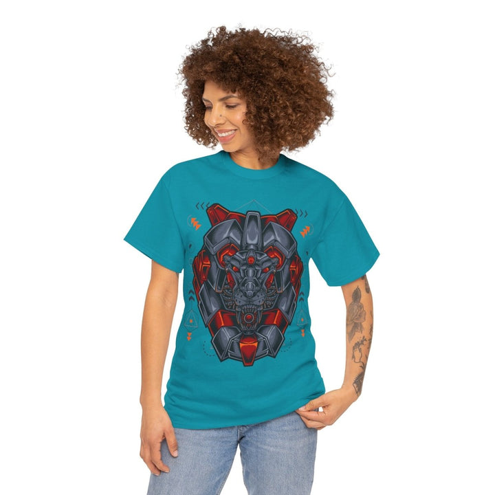 Bold Graphic Lion Unisex Heavy Cotton Tee - Streetwear Inspired - Tropical Blue - S - Bold Graphic Lion Unisex Heavy Cotton Tee - Streetwear Inspired - Tatoo Tee