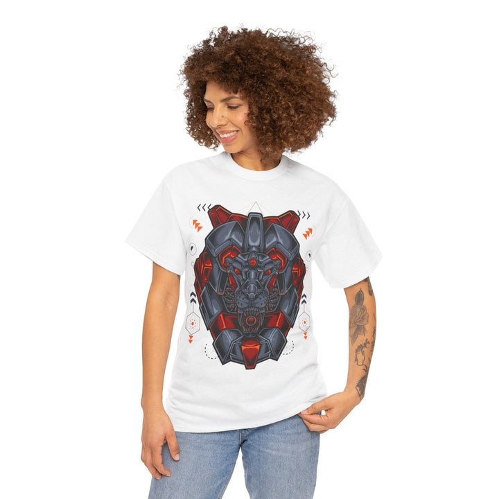 Bold Graphic Lion Unisex Heavy Cotton Tee - Streetwear Inspired - White - S - Bold Graphic Lion Unisex Heavy Cotton Tee - Streetwear Inspired - Tatoo Tee