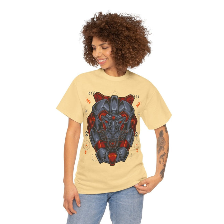 Bold Graphic Lion Unisex Heavy Cotton Tee - Streetwear Inspired - Yellow Haze - S - Bold Graphic Lion Unisex Heavy Cotton Tee - Streetwear Inspired - Tatoo Tee