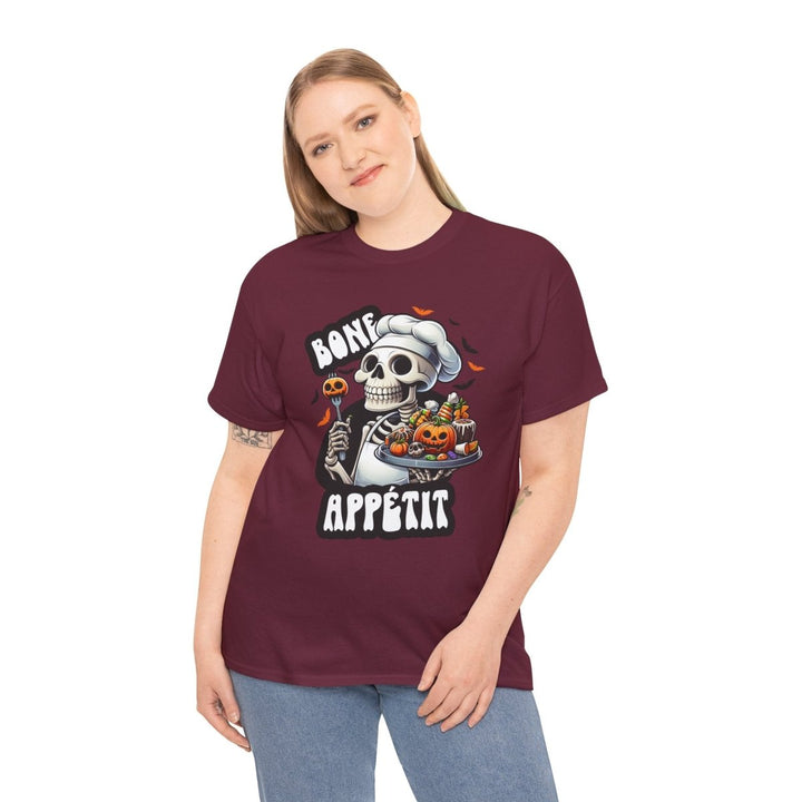 Bone Appetit Unisex Heavy Cotton Tee - Heliconia - S - Bone Appetit Unisex Heavy Cotton Tee - Tatoo Tee
