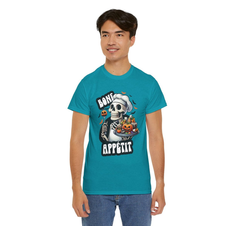 Bone Appetit Unisex Heavy Cotton Tee - Heliconia - S - Bone Appetit Unisex Heavy Cotton Tee - Tatoo Tee