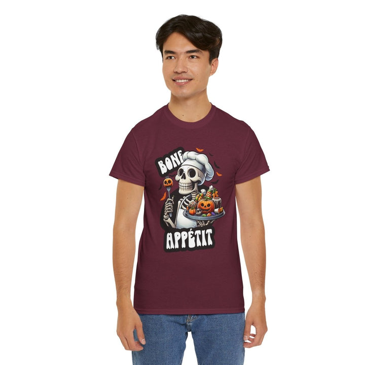 Bone Appetit Unisex Heavy Cotton Tee - Heliconia - S - Bone Appetit Unisex Heavy Cotton Tee - Tatoo Tee