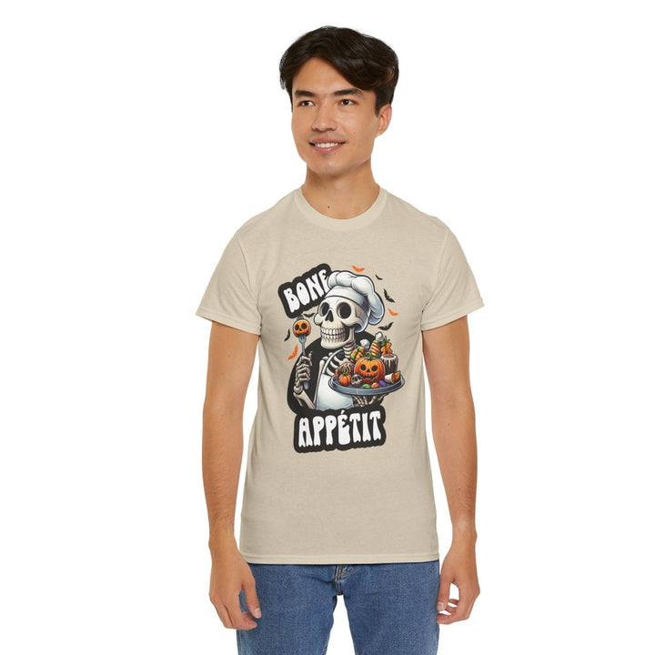 Bone Appetit Unisex Heavy Cotton Tee - Heliconia - S - Bone Appetit Unisex Heavy Cotton Tee - Tatoo Tee
