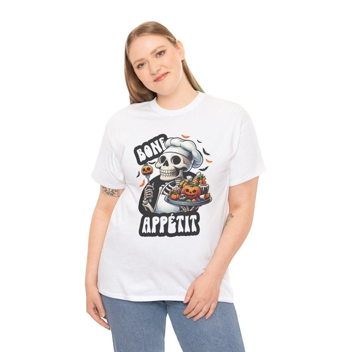 Bone Appetit Unisex Heavy Cotton Tee - Heliconia - S - Bone Appetit Unisex Heavy Cotton Tee - Tatoo Tee