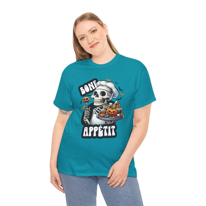 Bone Appetit Unisex Heavy Cotton Tee - Heliconia - S - Bone Appetit Unisex Heavy Cotton Tee - Tatoo Tee