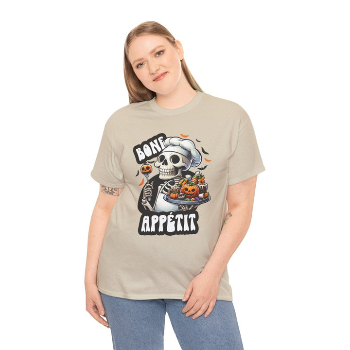 Bone Appetit Unisex Heavy Cotton Tee - Heliconia - S - Bone Appetit Unisex Heavy Cotton Tee - Tatoo Tee