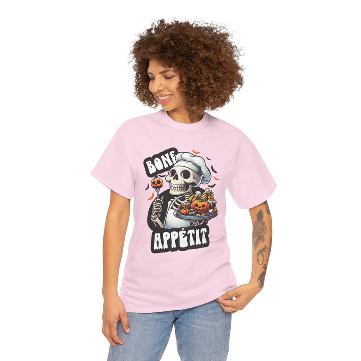 Bone Appetit Unisex Heavy Cotton Tee - Light Pink - S - Bone Appetit Unisex Heavy Cotton Tee - Tatoo Tee