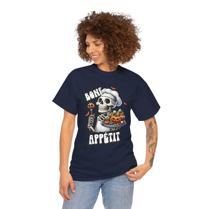 Bone Appetit Unisex Heavy Cotton Tee - Navy - S - Bone Appetit Unisex Heavy Cotton Tee - Tatoo Tee