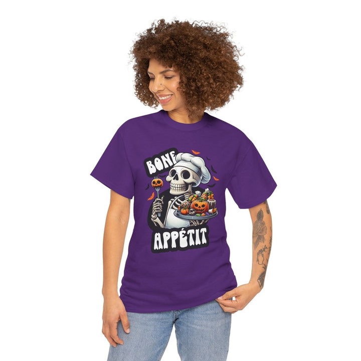 Bone Appetit Unisex Heavy Cotton Tee - Purple - S - Bone Appetit Unisex Heavy Cotton Tee - Tatoo Tee