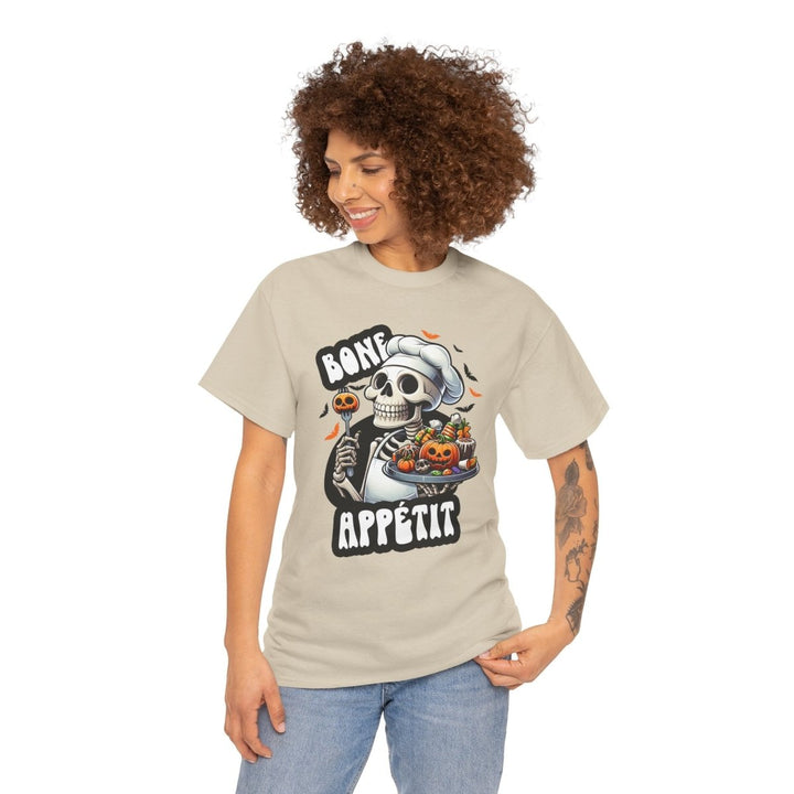 Bone Appetit Unisex Heavy Cotton Tee - Sand - S - Bone Appetit Unisex Heavy Cotton Tee - Tatoo Tee