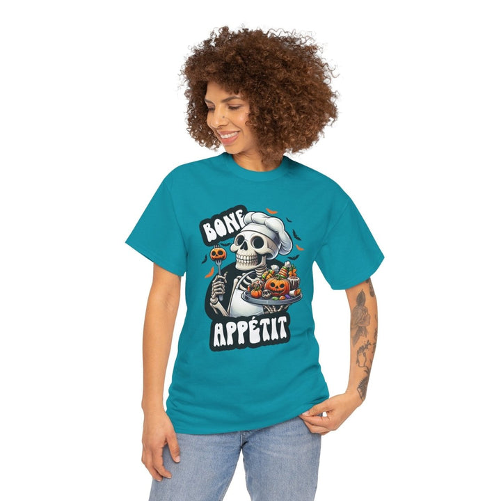Bone Appetit Unisex Heavy Cotton Tee - Tropical Blue - S - Bone Appetit Unisex Heavy Cotton Tee - Tatoo Tee