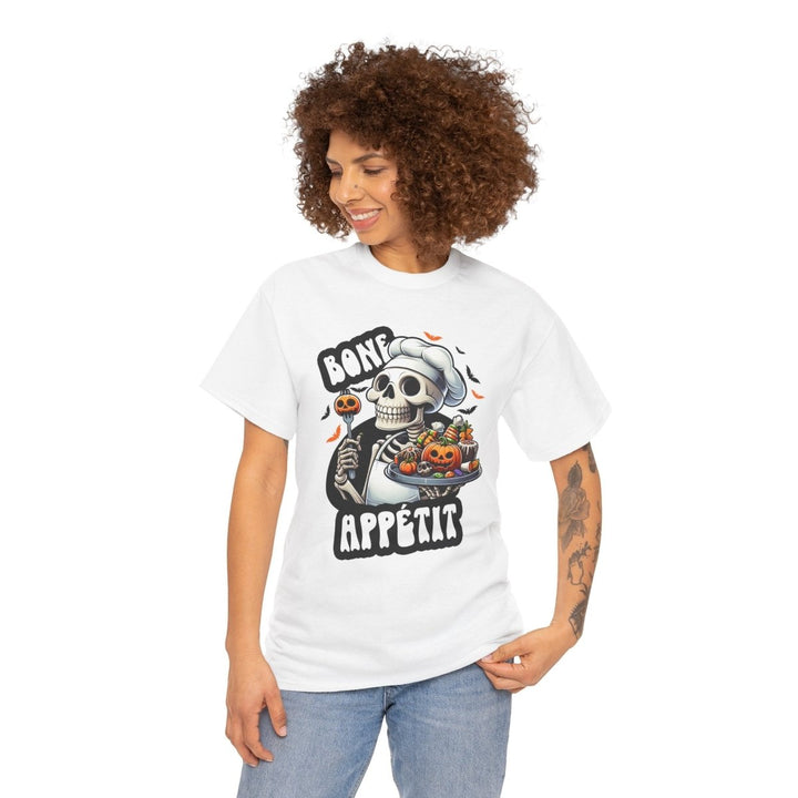 Bone Appetit Unisex Heavy Cotton Tee - White - S - Bone Appetit Unisex Heavy Cotton Tee - Tatoo Tee