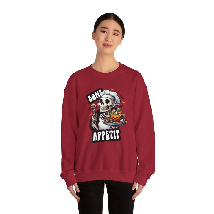 Bone Appetit Unisex Sweatshirt - Antique Cherry Red - S - Bone Appetit Unisex Sweatshirt - Tatoo Tee