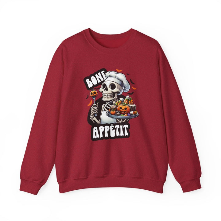Bone Appetit Unisex Sweatshirt - Antique Cherry Red - S - Bone Appetit Unisex Sweatshirt - Tatoo Tee