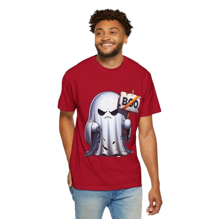 Boo Ghost Unisex T-Shirt - Spooky Halloween Tee, Funny Ghost Graphic - Red - S - Boo Ghost Unisex T-Shirt - Spooky Halloween Tee, Funny Ghost Graphic - Tatoo Tee