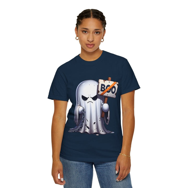 Boo Ghost Unisex T-Shirt - Spooky Halloween Tee, Funny Ghost Graphic - True Navy - S - Boo Ghost Unisex T-Shirt - Spooky Halloween Tee, Funny Ghost Graphic - Tatoo Tee
