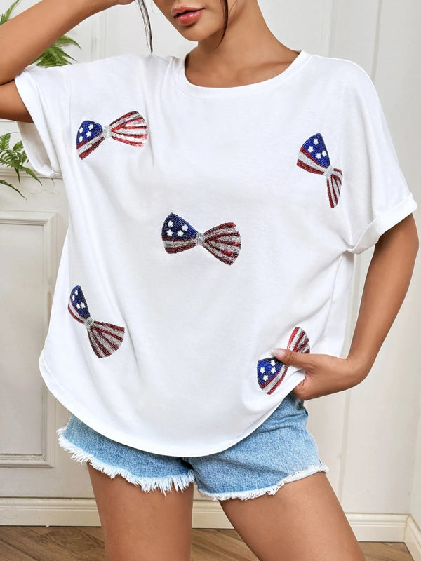 Bow Oversized Round Neck T-Shirt - White - XS - f32f399e53824fe6b942b0bc7ca40c3f - Max - Origin - Tatoo Tee