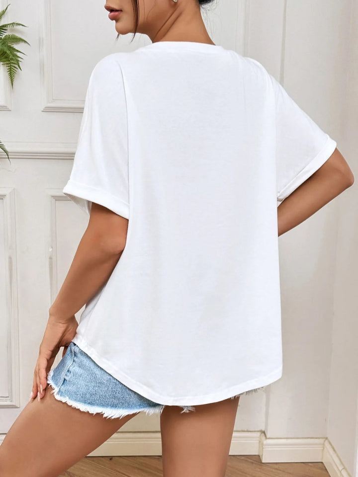 Bow Oversized Round Neck T-Shirt - White - XS - 02da30f34a484def85a978677e029d73 - Max - Origin - Tatoo Tee