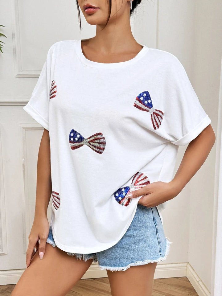 Bow Oversized Round Neck T-Shirt - White - XS - 217a1a8d433b4a788cf957e1b130074f - Max - Origin - Tatoo Tee