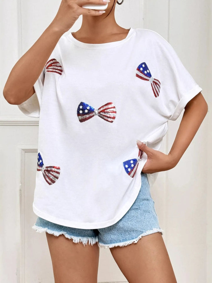 Bow Oversized Round Neck T-Shirt - White - XS - e820b5ae3ece459d89a3e56e7151c5f1 - Max - Origin - Tatoo Tee
