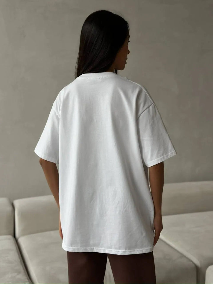 Bow Round Neck Oversized T-Shirt - White - S - 69267408 - 43b3 - 4f82 - 8820 - 1e8ed6afda87 - Max - Origin - Tatoo Tee