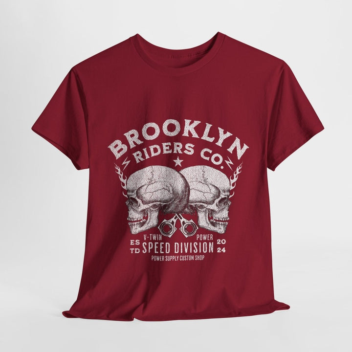 Brooklyn Riders Co. Heavy Cotton Tee - Unisex Graphic T-Shirt for Motorcycle Enthusiasts - Cardinal Red - S - Brooklyn Riders Co. Heavy Cotton Tee - Unisex Graphic T-Shirt for Motorcycle Enthusiasts - Tatoo Tee
