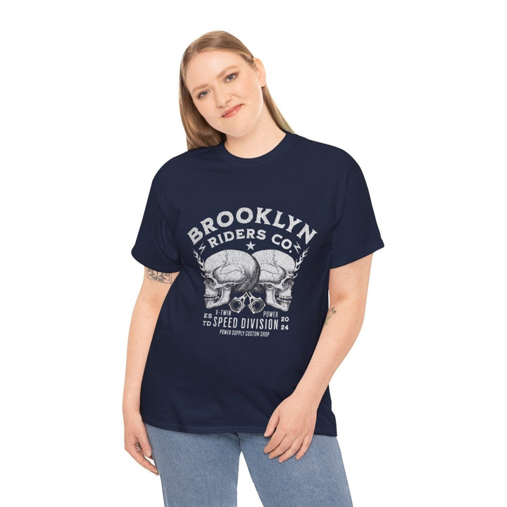 Brooklyn Riders Co. Heavy Cotton Tee - Unisex Graphic T-Shirt for Motorcycle Enthusiasts - Cardinal Red - S - Brooklyn Riders Co. Heavy Cotton Tee - Unisex Graphic T-Shirt for Motorcycle Enthusiasts - Tatoo Tee