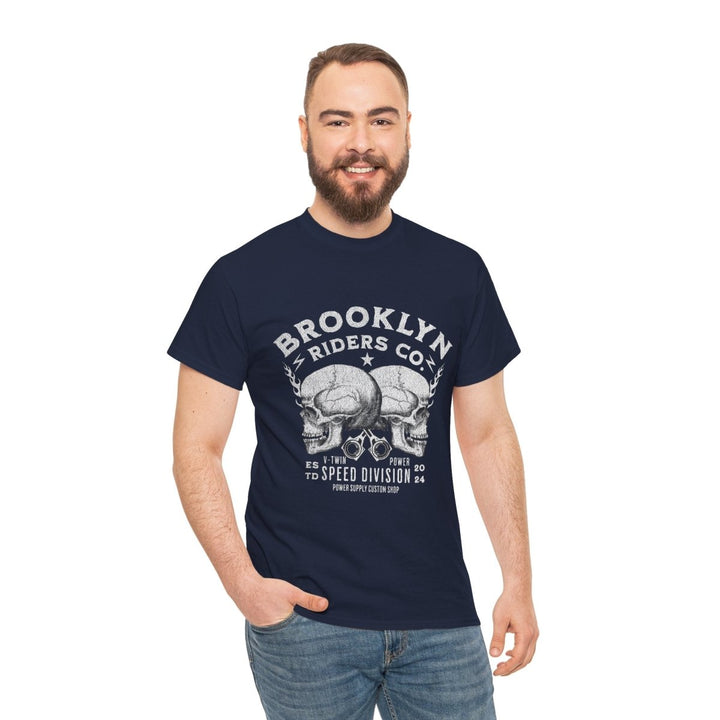 Brooklyn Riders Co. Heavy Cotton Tee - Unisex Graphic T-Shirt for Motorcycle Enthusiasts - Cardinal Red - S - Brooklyn Riders Co. Heavy Cotton Tee - Unisex Graphic T-Shirt for Motorcycle Enthusiasts - Tatoo Tee