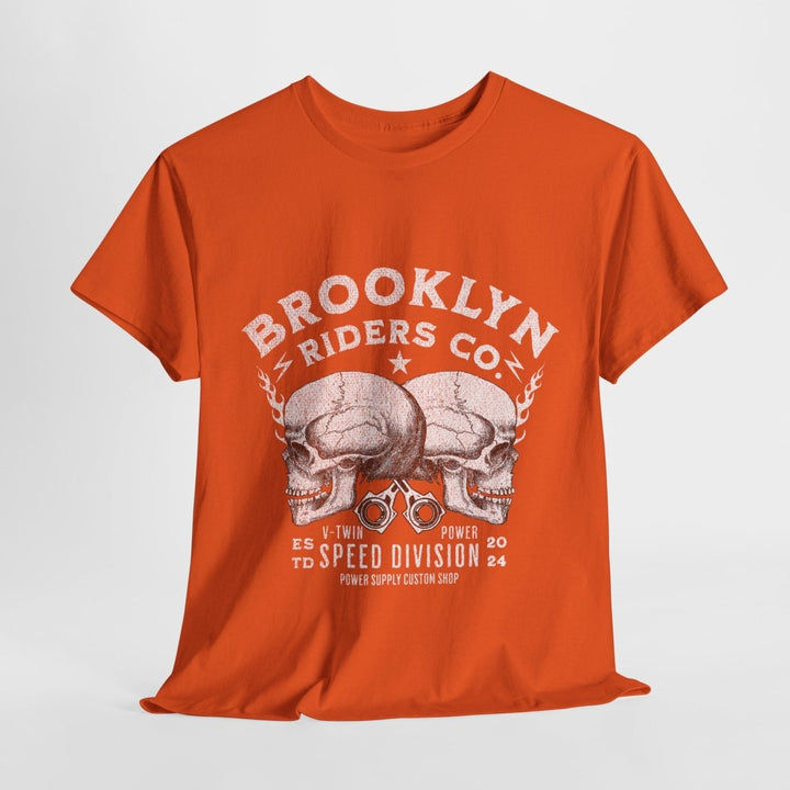 Brooklyn Riders Co. Heavy Cotton Tee - Unisex Graphic T-Shirt for Motorcycle Enthusiasts - Cardinal Red - S - Brooklyn Riders Co. Heavy Cotton Tee - Unisex Graphic T-Shirt for Motorcycle Enthusiasts - Tatoo Tee