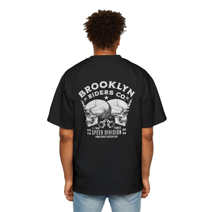 Brooklyn Riders Co. Heavy Oversized Tee - Bold Skull Design for Bikers and Streetwear Enthusiasts - S - Black - Brooklyn Riders Co. Heavy Oversized Tee - Bold Skull Design for Bikers and Streetwear Enthusiasts - Tatoo Tee