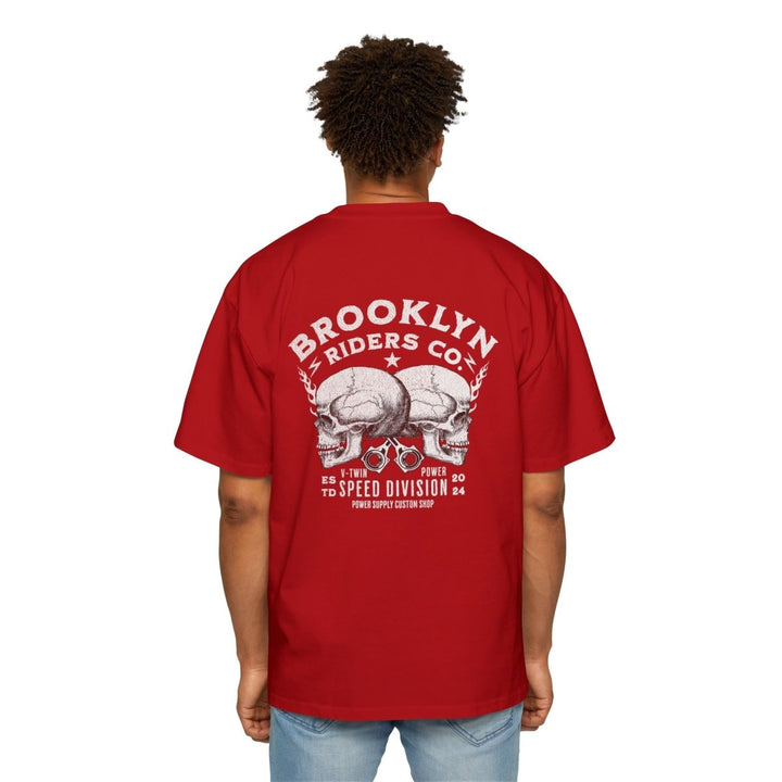 Brooklyn Riders Co. Heavy Oversized Tee - Bold Skull Design for Bikers and Streetwear Enthusiasts - S - Red - Brooklyn Riders Co. Heavy Oversized Tee - Bold Skull Design for Bikers and Streetwear Enthusiasts - Tatoo Tee